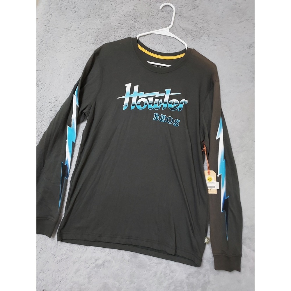 NEW Howler Bros Shirt Mens Small Electric Metallic Graphic Antique Black FLAWS